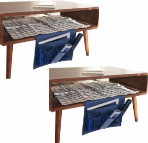 ベッドサイドポケット 吊り下げ 収納ラック リモコン 小物 整理 こたつ テーブル( ブルー（2個セット）)