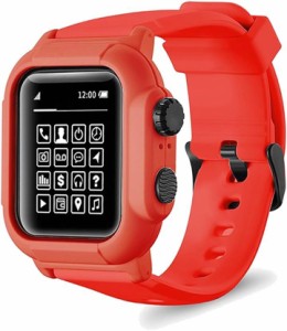 Apple Watch アップルウォッチ シリーズ 6/7/8 45mm 44mm ケース バンド( レッド)