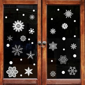 ウインドウステッカー 雪 結晶 クリスマス ウォールステッカー 窓 ガラス 静電ステッカー 飾り( ホワイト)