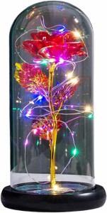 バラ 造花 LED フラワーライト 枯れない花 卓上 電池式 レッド( レッド,  M)