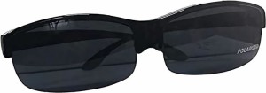 オーバーサングラス メガネの上から掛けられる 偏光レンズ 紫外線 超軽量( ブラック,  TAC偏光レンズ 黒)