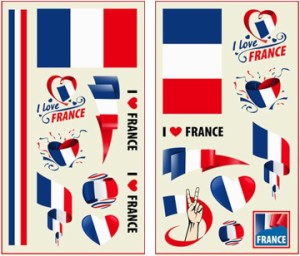 タトゥーシール フェイスシール 国別 国旗 ワールドカップ WBC ラグビー( フランス,  5.8x9.6cm)