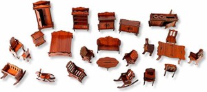 ミニチュア 家具セット 木製 組み立て キット ウッドクラフト ドールハウス 立体 工具不要 ブラウン