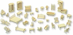 ミニチュア 家具セット 木製 組み立て キット ウッドクラフト ドールハウス 立体 工具不要 木製フチなし