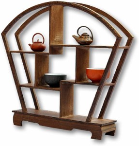 中国 茶器 香炉 盆栽 花瓶 台 棚 花台 木製 和風 モダン アンティーク ディスプレイ ウッド 家具( 扇型)