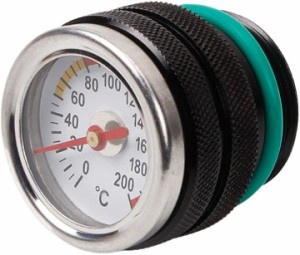油温計 バイク オイルテンプメーター 燃料タンクカバー アナログ 温度計 オートバイ 二輪( ブラック)
