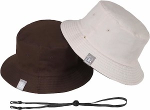 バケットハット 大きいサイズ メンズ 帽子 バケハ リバーシブル 紐付き( ブラウン/ベージュ,  3L)