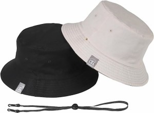 バケットハット 大きいサイズ メンズ 帽子 バケハ リバーシブル 紐付き( ブラック/ベージュ,  3L)