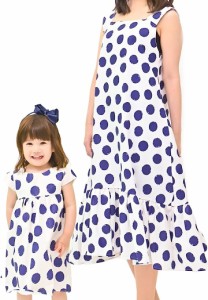 親子 お揃い ペア ワンピース ドレス リンクコーデ ガールズ 可愛い( 親子2枚（PolkaDot）,  6)