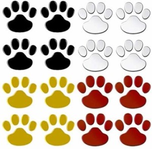 肉球 ステッカー 車 シール 猫 動物 3D 足跡 カーステッカー( 4色16枚)
