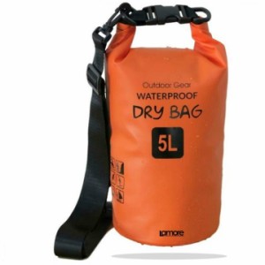 ドライバッグ 防水バッグ ドラム型 新素材 防塵 オレンジ 5L ベルト有( 2) オレンジ,  5L)