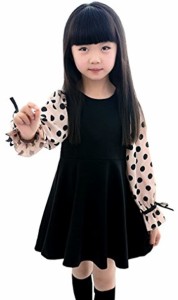 女の子 ワンピース フォーマル ドレス 子供 服 キッズ 発表会 入園式 入学式 結婚式( ブラック,  140)