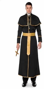 神父 コスプレ 宣教師 コスチューム 修道士 衣装 司祭 仮装 メンズ キリスト( ブラック,  XL)