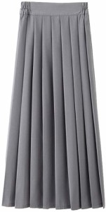 大きいサイズ 4XL ロング丈 制服風 プリーツ スカート ロングスカート( グレー,  4XL)