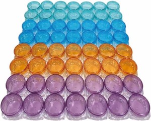 ミニ ケース 56個セット 海の色 紫 水色 青 オレンジ 四角型 収納プラスチック 小型( 海の色（四角型）)