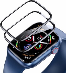 Apple Watch ガラスフィルム 耐傷性( ブラック,  Apple Watch 7/8/9 (41MM))