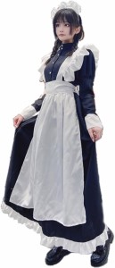 英国風 メイド服 ワンピース コスチューム ロング ドレス 長袖 パーティー 3点セット XLサイズ( XL)