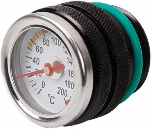 油温計 バイク オイルテンプメーター 燃料タンクカバー 温度計 アルミニウム オートバイ( ブラック)