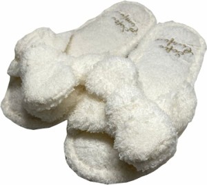 スリッパ リボン レディース タオル地 ルームシューズ 洗える 持ち運び( ホワイト,  24.0 cm 2E)