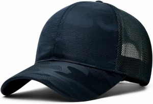メッシュキャップ 迷彩柄 帽子 最大65cm ベースボールキャップ( ネイビー,  62.0 cm)