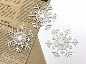 ワッペン 大きめ アイロン 刺繍 雪 6ｃｍ 3枚セット 雪の結晶 スノーフレーク アイロンワッペン( B)