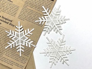 ワッペン 大きめ アイロン 刺繍 雪 6ｃｍ 3枚セット 雪の結晶 スノーフレーク アイロンワッペン( A)