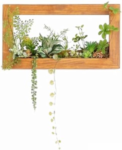 ウォールグリーン 壁掛け フェイク 木枠 フェイクグリーン 観葉植物 造花 おしゃれ インテリア( 42x23)