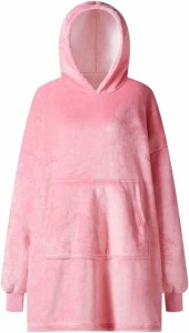 着る毛布 フード付 あったか ルームウェア ユニセックス 防寒対策( ピンク,  Free Size)