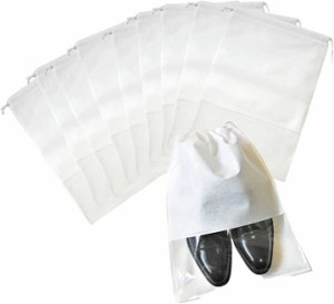 シーポッシュ 不織布 収納ケース 透明 窓付き 巾着袋 CP1904_101( 白,  Lサイズ 10枚入り)