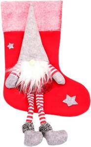 クリスマス靴下 サンタクロースストッキング 顔のないサンタストッキング クリスマスの装飾 キャンディギフトバッグ