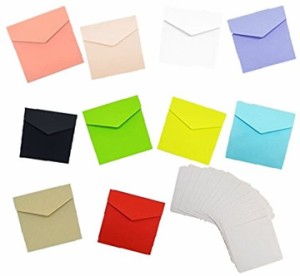 メッセージカード 20枚 つき カラー 封筒 10色 セット 手紙 便箋 レターセット( マルチカラー)
