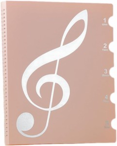 楽譜ファイル A4サイズ 12段ポケット付き 軽量 楽譜収納ケース 20ページ 40面( ピンク)