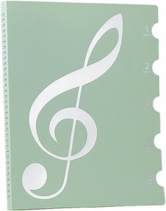 楽譜ファイル A4サイズ 12段ポケット付き 軽量 楽譜収納ケース 20ページ 40面( グリーン)