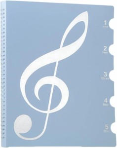 楽譜ファイル A4サイズ 12段ポケット付き 軽量 楽譜収納ケース 20ページ 40面( ブルー)