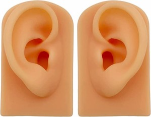 耳 模型 シリコン 左右セット アクセサリー 両耳 両耳模型 リアル耳模型 ピアス飾り( 肌色)
