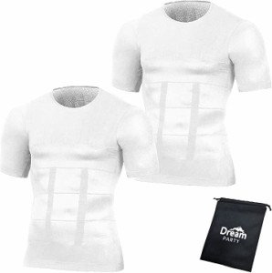 インナー メンズ レディース インナーシャツ 2枚組 着圧インナー 男女共用 半袖 収納袋付き( M)