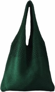 母の日 カナエルン トートバッグ かごバッグ 網バッグ 編みバッグ( ボトルグリーン,  幅35x高さ60cm)