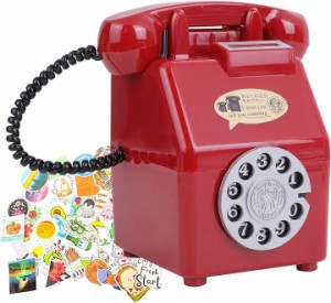 公衆電話 型 貯金箱 昭和レトロ 昔懐かしい アンティーク インテリア雑貨 70年代( レッド,  ワンサイズ)