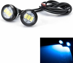 バイク ミラーマウント ペア 3チップ ランプ 2個セット 12V イーグル アイ LED MDM( ブルー)