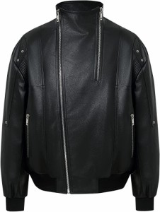 メンズ 本革 牛革 レザージャケット 革ジャン ライダースジャケット 4L MDM( ブラック,  4L Regular)