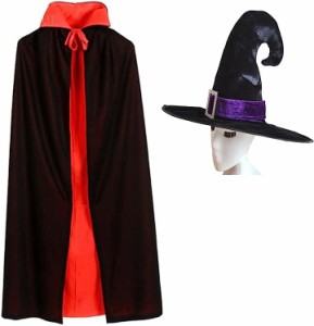 スプレマント フードなし 魔女 ハット 帽子 仮装 パーティー 衣装 ドラキュラ マント＋紫帽