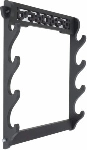 ラシック 刀掛け 木製黒塗り 彫り台 飾り棚 日本刀 模造刀 居合刀 竹刀 壁掛け用( 黒)