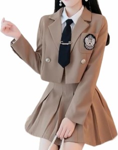 女子高生 制服 コスプレ 衣装 ブレザー プリーツスカート 2点セット 韓国風 JK( ブラウン,  M)