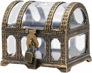 宝石箱 ジュエリーボックス 宝箱 海賊 鍵付き おもちゃ アクセサリーケース プラスチック( クリア)