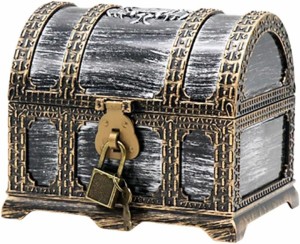 宝石箱 ジュエリーボックス 宝箱 海賊 鍵付き おもちゃ アクセサリーケース プラスチック( ブラック)