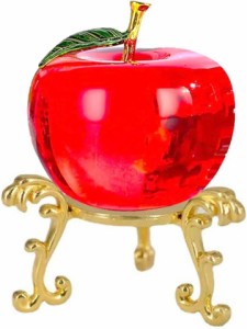 りんご リンゴ 林檎 オブジェ 台座 クリスタル ガラス 玄関飾り サンキャッチャー 置物 風水( レッド)