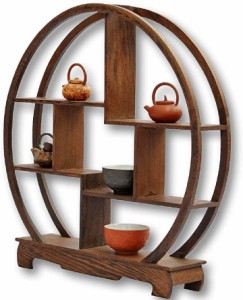 中国 茶器 香炉 盆栽 花瓶 台 棚 花台 木製 和風 モダン アンティーク ディスプ レイ ウッド( 丸型)