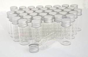 アルミキャップ ミニガラスボトル 容量 サイズ 22ミリx50ミリ 40本セット ガラス瓶( 10ml)