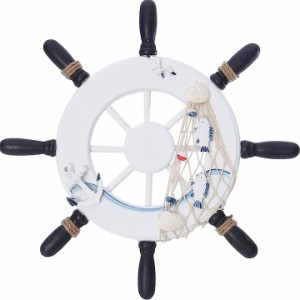 マリンテイスト 地中海風 船舵 インテリア おしゃれな 雑貨 装飾 内装 外装に( マリンホワイト)