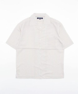 ユニオンステーション/ストライプ柄総柄プリントオープンカラー半袖シャツ